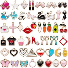 img 4 attached to 📿 Gold Plated Enamel Charm Bracelet Making Kit - Assorted Pendants, Ideal Gifts for Teen Girls - DIY Craft with Jewelry Making Supplies and Snake Chain Necklace