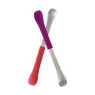 2-in-1 baby spoon boon swap, pink/purple logo