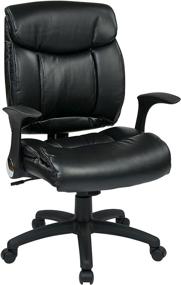 img 4 attached to 🪑 Executive Comfort: Black Padded Faux Leather Managers Chair with Flip Arms by Office Star