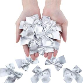 img 2 attached to Pack of 72 Mini Christmas Tree Bows – 6 cm Ribbon Bows Ornaments for Hanging Decoration on Christmas Tree (Silver)