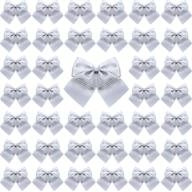 pack of 72 mini christmas tree bows – 6 cm ribbon bows ornaments for hanging decoration on christmas tree (silver) logo