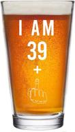 🖕 39 + middle finger 40th birthday beer glass - funny 40 year old present - 16 oz pint glass party decoration - craft beer gift idea for men women dad mom husband wife 40th logo