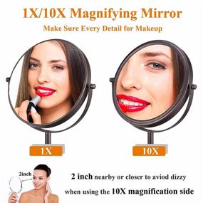 img 3 attached to 💄 ALHAKIN Oil Rubbed Bronze 8-Inch Double Sided Swivel Magnifying Makeup Mirror - Boost Your Beauty Routine with 10X Magnification!