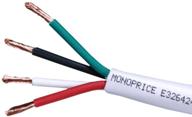 🔊 провод для динамиков monoprice access series 14 gauge awg cl3 с оценкой 4 проводника - 1000ft fire safety in wall, обтянутый в белый пвх-материал 99,9% кислородно-свободной чистой немедной меди: высококачественный, длинный кабель для динамиков для исключительного аудиопередачи. логотип