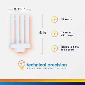 img 3 attached to High Vision Table Lamp - 1 Pack - 27W 6500K Fluorescent Bulb Replacement - Daylight, GX10Q-4 4-Pin Base - Quad Tube CFL 6500k