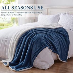 img 2 attached to 🛏️ Sherpa Fleece Throw Blanket Lightweight - SEMECH Sherpa Throw Size, Reversible & Machine Washable - 50" x 60" - Dusty Blue