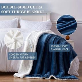 img 3 attached to 🛏️ Sherpa Fleece Throw Blanket Lightweight - SEMECH Sherpa Throw Size, Reversible & Machine Washable - 50" x 60" - Dusty Blue