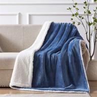 🛏️ sherpa fleece throw blanket lightweight - semech sherpa throw size, reversible & machine washable - 50" x 60" - dusty blue logo