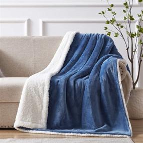 img 4 attached to 🛏️ Sherpa Fleece Throw Blanket Lightweight - SEMECH Sherpa Throw Size, Reversible & Machine Washable - 50" x 60" - Dusty Blue