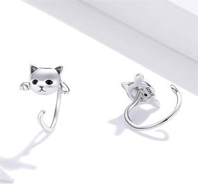 img 3 attached to Qings Cat Earrings Studs: Hypoallergenic 925 Sterling Silver Kitty Jewelry for Cat Lovers - Perfect Valentine's Day, Engagement, or Birthday Gifts for Women and Girls