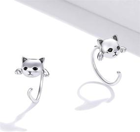 img 2 attached to Qings Cat Earrings Studs: Hypoallergenic 925 Sterling Silver Kitty Jewelry for Cat Lovers - Perfect Valentine's Day, Engagement, or Birthday Gifts for Women and Girls