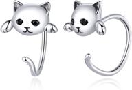 qings cat earrings studs: hypoallergenic 925 sterling silver kitty jewelry for cat lovers - perfect valentine's day, engagement, or birthday gifts for women and girls logo