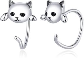 img 4 attached to Qings Cat Earrings Studs: Hypoallergenic 925 Sterling Silver Kitty Jewelry for Cat Lovers - Perfect Valentine's Day, Engagement, or Birthday Gifts for Women and Girls