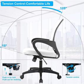 img 1 attached to 🪑 Ergonomic Mesh Computer Chair with Lumbar Support and Armrest for Home Office, Executive Swivel Task Chair for Women, Adjustable Mid Back, Rolling, White