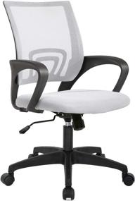 img 4 attached to 🪑 Ergonomic Mesh Computer Chair with Lumbar Support and Armrest for Home Office, Executive Swivel Task Chair for Women, Adjustable Mid Back, Rolling, White