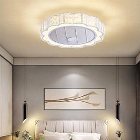 img 2 attached to 💡 Modern Flush Mount Crystal Ceiling Fan with Light - 22 inches Chandelier Fan Remote LED 3 Color Lighting Low Profile Quiet Hidden Electric Fandelier for Indoor Kitchen Bathroom Bedroom