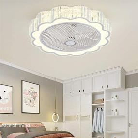 img 4 attached to 💡 Modern Flush Mount Crystal Ceiling Fan with Light - 22 inches Chandelier Fan Remote LED 3 Color Lighting Low Profile Quiet Hidden Electric Fandelier for Indoor Kitchen Bathroom Bedroom