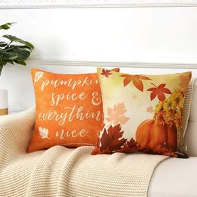 img 2 attached to 🍂 Autumn Harvest Pillow Covers: Set of 4 Fall Decor, Pumpkin Theme, 18x18 Inch, Farmhouse Style for Sofa Couch, Home Decoration - Thanksgiving Statement"