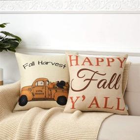 img 1 attached to 🍂 Autumn Harvest Pillow Covers: Set of 4 Fall Decor, Pumpkin Theme, 18x18 Inch, Farmhouse Style for Sofa Couch, Home Decoration - Thanksgiving Statement"