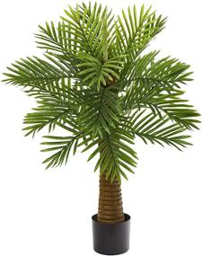 img 2 attached to 🌴 Enhanced SEO: Green 3ft Robellini Palm Artificial Silk Trees by Nearly Natural