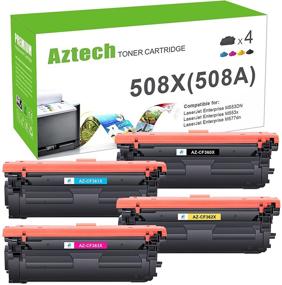 img 4 attached to 🖨️ Высококачественная совместимая картридж замены тонера Aztech для HP 508X/508A - черный голубой желтый пурпурный, 4-штук - Идеально подходит для принтеров HP Color Enterprise M553 & MFP M577