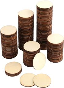 img 4 attached to 🌲 Foraineam 200pcs 2 Inch Wood Craft Circle Cutouts - Natural Unfinished Wooden Discs for Crafts, Decoration, Painting, Writing & Carving