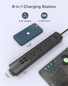 img 3 attached to 🔌 TROND Surge Protector Power Strip with USB, Flat Plug, Wall Mountable - Ideal for Home Office, Desk, Bedside - 4 USB Charging Ports, 4 AC Outlets - 1440 J Surge Protection - 3ft Extension Cord (Black)