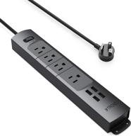 🔌 trond surge protector power strip with usb, flat plug, wall mountable - ideal for home office, desk, bedside - 4 usb charging ports, 4 ac outlets - 1440 j surge protection - 3ft extension cord (black) логотип