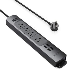 img 4 attached to 🔌 TROND Surge Protector Power Strip with USB, Flat Plug, Wall Mountable - Ideal for Home Office, Desk, Bedside - 4 USB Charging Ports, 4 AC Outlets - 1440 J Surge Protection - 3ft Extension Cord (Black)