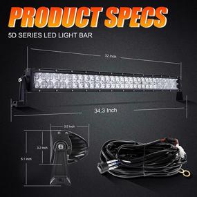 img 2 attached to 🚙 Auxbeam 32" LED Light Bar 180W: Off Road Driving Lights with 5D Lens and Wiring Harness for Car, Truck, Offroad Vehicle, ATV, UTV, Pickup