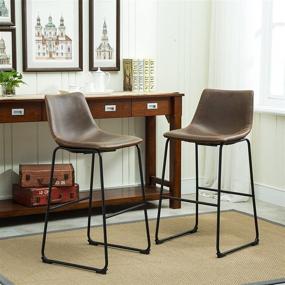 img 4 attached to 🪑 Lotusville Brown PU Leather Barstools by Roundhill Furniture