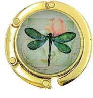 🐉 polished brass and glass green dragonfly folding purse hanger by value arts logo