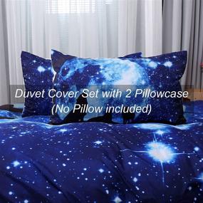 img 1 attached to 🐺 Wolf Duvet Cover Set Queen: Galaxy Wolf Comfort + Animal Moon Pattern Bedding, 3 Pcs (1 Duvet Cover, 2 Pillowcases) - Soft Microfiber with Zipper Closure - Blue, 90"x90