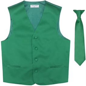 img 2 attached to 👔 Emerald Green Boy's Dress Vest & NeckTie Set - Solid Color Neck Tie Included