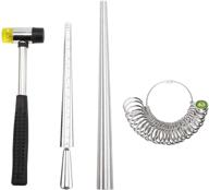 📏 pandahall elite jewelry sizing set: 4 metal ring mandrels, finger sizing stick, 27 circle models, rubber hammer logo