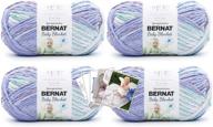 🧶 пряжа для детских одеял "bernat baby blanket" - большой моток (10,5 унции) - 4 штуки с карточками с узорами в фиолетовом цвете posy. логотип