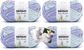 img 2 attached to 🧶 Пряжа для детских одеял "Bernat Baby Blanket" - большой моток (10,5 унции) - 4 штуки с карточками с узорами в фиолетовом цвете Posy.