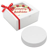 🍰 10x10x5 inch cake boxes with cake boards: bulk bundt cake carrier, cheesecake container, and pie box with window - 10 pack of each, disposable cake supplies логотип