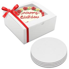 img 4 attached to 🍰 10x10x5 inch Cake Boxes with Cake Boards: Bulk Bundt Cake Carrier, Cheesecake Container, and Pie Box with Window - 10 Pack of Each, Disposable Cake Supplies