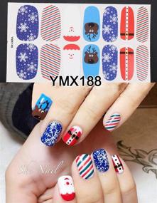 img 1 attached to 🎄 WOKOTO Winter Nail Wraps Decals with 6 Sheets Adhesive Nail Art Polish Sticker Strips and 1Pcs File - Manicure Kits for Christmas