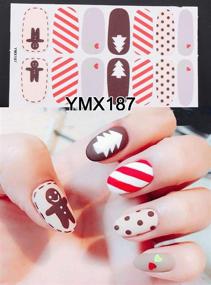 img 2 attached to 🎄 WOKOTO Winter Nail Wraps Decals with 6 Sheets Adhesive Nail Art Polish Sticker Strips and 1Pcs File - Manicure Kits for Christmas