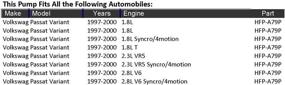 img 1 attached to 🚗 HFP-A79 Ассамблея топливного насоса для Audi A6 Allroad VW Passat Замена 1998-2005