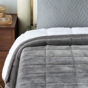 img 4 attached to 🛏️ Mr.Sandman Sherpa Fleece Weighted Blanket 20lb: Queen Size Bed Luxury Throw Blanket with Ceramic Beads - Super Soft, Grey/White, 60"x80
