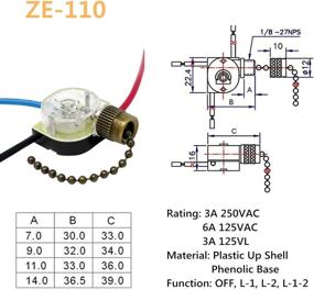 img 3 attached to 2Pack коричневый выключатель света потолочного вентилятора - ZE-110 Zing Ear переключатель трехскоростного вентилятора, замена цепочечного переключателя потолочного вентилятора.