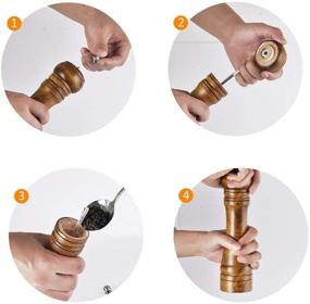 img 2 attached to 🌶️ 10-inch Pepper Grinders from Allpdesky: Ceramic Rotor Pepper Mills with Cleaning Brush and Adjustable Coarseness