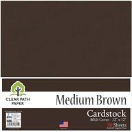 📄 medium brown cardstock: 12x12 inch, 80lb cover - 50 sheets by clear path paper logo