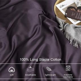 img 3 attached to 🛏️ EAVD Темно-фиолетовое одеяло Queen из длинноволокнистого хлопка - мягкий комплект постельного белья на 100% хлопке с 2 наволочками на пуговицах - роскошный современный комплект одеял с молнией (без одеяла)