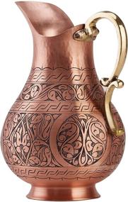 img 2 attached to 🍹 DEMMEX 1mm Solid Copper Handmade Engraved Copper Pitcher: Vessel Ayurveda Jug for Water, Moscow Mule & Cocktails (Matte-Engraved)