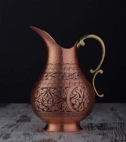 img 1 attached to 🍹 DEMMEX 1mm Solid Copper Handmade Engraved Copper Pitcher: Vessel Ayurveda Jug for Water, Moscow Mule & Cocktails (Matte-Engraved)