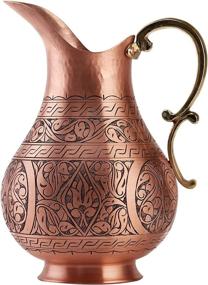 img 3 attached to 🍹 DEMMEX 1mm Solid Copper Handmade Engraved Copper Pitcher: Vessel Ayurveda Jug for Water, Moscow Mule & Cocktails (Matte-Engraved)